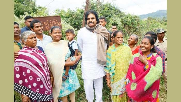 pawan kalyan interacts with tribals during nandigaru visit